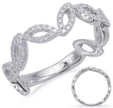 .29CT DIAMOND 14KT WHITE GOLD 3D MULTI LEAF CRISS CROSS 3/4TH ETERNITY LOVE RING
