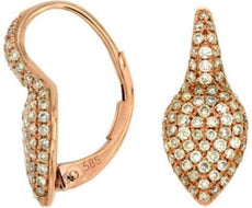 ESTATE .63CT DIAMOND 14KT ROSE GOLD 3D SNAKE LEVERBACK HANGING EARRINGS