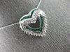 ESTATE .76CT DIAMOND & AAA EMERALD 14KT WHITE GOLD DOUBLE HEART FLOATING PENDANT