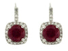 ESTATE 2.60CT DIAMOND & AAA RUBY 14K WHITE GOLD 3D ROUND SQUARE HANGING EARRINGS
