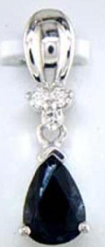 1.27CT DIAMOND & AAA SAPPHIRE 14K WHITE GOLD PEAR SHAPE & ROUND FLOATING PENDANT