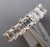 LARGE 5.11CT DIAMOND 18KT WHITE GOLD EMERALD CUT SHARED PRONG ANNIVERSARY RING