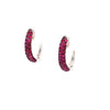 ESTATE .66CT AAA RUBY 18KT WHITE GOLD 3D CLASSIC 3 ROW HUGGIE HANGING EARRINGS