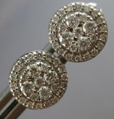 ESTATE .51CT DIAMOND 14KT WHITE GOLD 3D CLASSIC CLUSTER FLOWER STUD EARRINGS