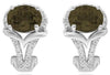 2.56CT DIAMOND & AAA SMOKY TOPAZ 14K WHITE GOLD 3D OVAL & ROUND V SHAPE EARRINGS