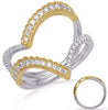 ESTATE WIDE .48CT DIAMOND 14KT 2 TONE GOLD 3D FILIGREE MILGRAIN V SHAPE FUN RING