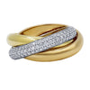 ESTATE LARGE 18KT TRI COLOR GOLD 3D ETERNITY TRINITY FUN RING