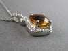 2.33CT DIAMOND & AAA CITRINE 14K WHITE GOLD CLASSIC CUSHION & ROUND HALO PENDANT