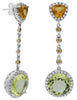 10.67CT DIAMOND & AAA CITRINE & GREEN AMETHYST 14KT WHITE GOLD HANGING EARRINGS