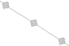.35CT DIAMOND 14K WHITE GOLD ROUND PAVE MULTI FLOWER BY THE YARD TENNIS BRACELET