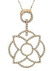 LARGE .46CT DIAMOND 14KT YELLOW GOLD 3D FLOWER STAR CIRCULAR FLOATING PENDANT