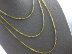 ANTIQUE EXTRA LONG 18KT YELLOW GOLD 3D HANDCRAFTED LINK CHAIN NECKLACE #27998