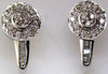 .25CT DIAMOND 14KT WHITE GOLD ROUND & BAGUETTE FLOWER LEVERBACK HANGING EARRINGS