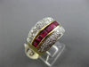 ESTATE WIDE 1.94CT DIAMOND & AAA RUBY 14K WHITE & YELLOW GOLD MULTI ROW FUN RING