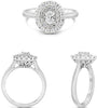 .70CT DIAMOND 18KT WHITE GOLD 3D OVAL & ROUND DOUBLE HALO FLORAL ENGAGEMENT RING