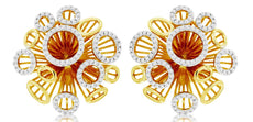 ESTATE .58CT DIAMOND 14KT YELLOW GOLD CLASSIC MULTI CIRCULAR FLOWER FUN EARRINGS