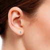 ESTATE .60CT DIAMOND & AAA AQUAMARINE 14KT WHITE GOLD OVAL & ROUND STUD EARRINGS