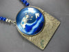 EXTRA LARGE AAA LAPIS & WHITE & BLUE ENAMEL STERLING SILVER GLOBE NECKLACE #7620