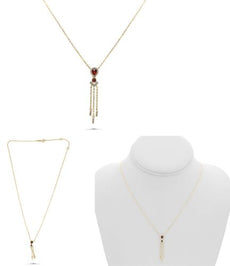 .34CT DIAMOND & AAA RUBY 14KT YELLOW GOLD 3D PEAR SHAPE & ROUND ANCHOR NECKLACE