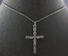 ANTIQUE LARGE .10CT DIAMOND 14KT WHITE GOLD MULTI FLOWER CROSS FLOATING PENDANT