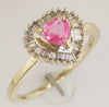 .88CT DIAMOND & AAA PINK SAPPHIRE 14KT YELLOW GOLD HEART SHAPE & BAGUETTE RING