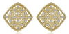 .10CT DIAMOND 14KT YELLOW GOLD 3D FLOWER 4 LEAF CLOVER SQUARE CLIP ON EARRINGS