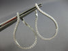 LARGE 1.25CT DIAMOND 14K WHITE GOLD OPEN TEAR DROP SIDEWAY HOOP HANGING EARRINGS