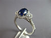 2.2CT DIAMOND & AAA SAPPHIRE 18K WHITE GOLD 3D OVAL 3 STONE HALO ENGAGEMENT RING