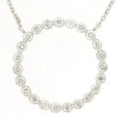 .51CT DIAMOND 14KT WHITE GOLD 3D ROUND SHARED PRONG CIRCLE OF LIFE LOVE NECKLACE