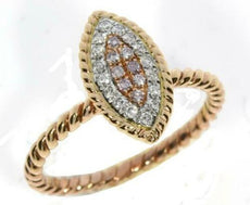 .19CT WHITE & PINK DIAMOND 18KT WHITE & ROSE GOLD MARQUISE SHAPE ROPE PAVE RING