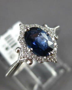 .97CT DIAMOND & AAA SAPPHIRE 14KT WHITE GOLD 3D OVAL & ROUND FILIGREE CROWN RING