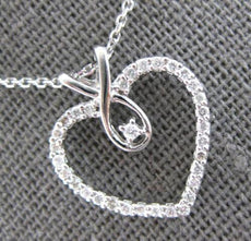 .25CT DIAMOND 14KT WHITE GOLD 3D OPEN HEART INFINITY SOLITAIRE FLOATING PENDANT