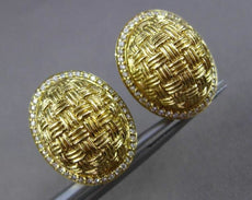 ESTATE LARGE .44CT DIAMOND 18KT YELLOW GOLD 3D WOVEN HALO CLIP ON EARRINGS