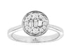 .31CT DIAMOND 14KT WHITE GOLD ROUND & BAGUETTE CLUSTER BEZEL CIRCULAR FUN RING