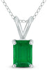 ESTATE .75CT AAA EMERALD 14KT WHITE GOLD 3D SQUARE SOLITAIRE FLOATING PENDANT