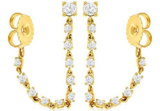 ESTATE .74CT DIAMOND 14KT YELLOW GOLD 3D ROUND BY THE YARD FUN HANGING EARRINGS