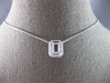 1.02CT DIAMOND & AAA AMETHYST 14K WHITE GOLD 3D EMERALD CUT & ROUND HALO PENDANT
