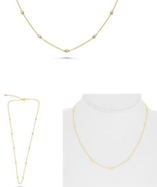 .50CT DIAMOND 14K YELLOW GOLD ROUND CLASSIC BY THE YARD ADJUSTABLE LOVE NECKLACE