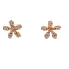 ESTATE 1.53CT DIAMOND 18K YELLOW GOLD 3D CLASSIC MULTI LEAF FLOWER STUD EARRINGS