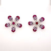 1.62CT DIAMOND & AAA RUBY & AAA PINK SAPPHIRE 18KT WHITE GOLD 3D STUD EARRINGS