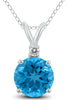 ESTATE .77CT DIAMOND & AAA BLUE TOPAZ 14KT WHITE GOLD CLASSIC FLOATING PENDANT