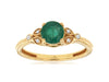 .81CT DIAMOND & EMERALD 14KT YELLOW GOLD ROUND FILIGREE FLOWER MULTI LEAF RING