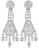 LARGE 7CT DIAMOND 14KT WHITE GOLD 3D OPEN FILIGREE PENTAGON CHANDELIER EARRINGS