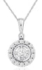 ESTATE .5CT DIAMOND 14K WHITE GOLD CLASSIC SOLITAIRE HALO ROUND FLOATING PENDANT