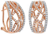 ESTATE WIDE .80CT DIAMOND 14K ROSE GOLD CRISS CROSS FUN CLIP ON HANGING EARRINGS
