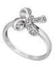 ESTATE .14CT DIAMOND 18KT WHITE GOLD 3D ROUND BOW FUN RING