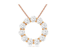 2.10CT DIAMOND 14KT ROSE GOLD 3D CLASSIC ROUND CIRCLE OF LIFE FLOATING PENDANT