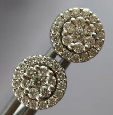 ESTATE .50CT DIAMOND 14KT WHITE GOLD 3D CLASSIC CLUSTER HALO STUD EARRINGS