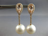 ESTATE LARGE 2.80CT DIAMOND & AAA MORGANITE & PINK PEARL 18K ROSE GOLD HANGING EARRINGS