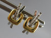 ESTATE .04CT DIAMOND 14KT 2 TONE GOLD 3D CRISS CROSS X SQUARE HANGING EARRINGS